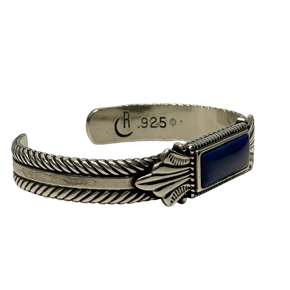 Carolyn Pollack Sterling Silver Cuff Bracelet Lapis Lazuli Stone Southwestern - Picture 2 of 6